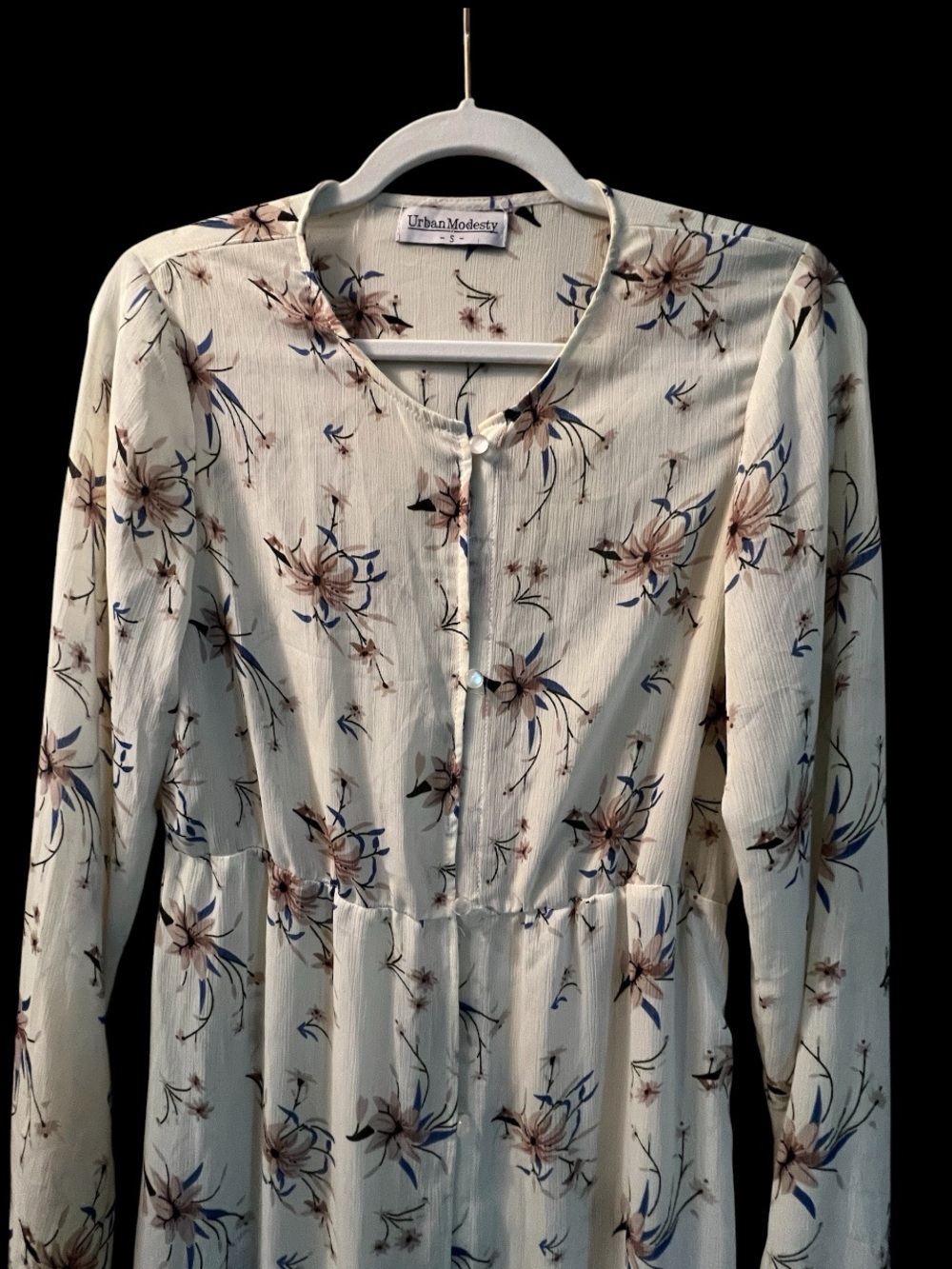 Sheer Cream Floral Prairie Dress Caftan / S / NEW / Louella by Ibtihaj Muhammad